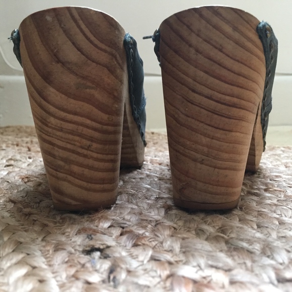 UGGLEBO Swedish Clogs Mules Heels Blue Suede Nubuck Lace-ups 7 - Picture 5 of 5